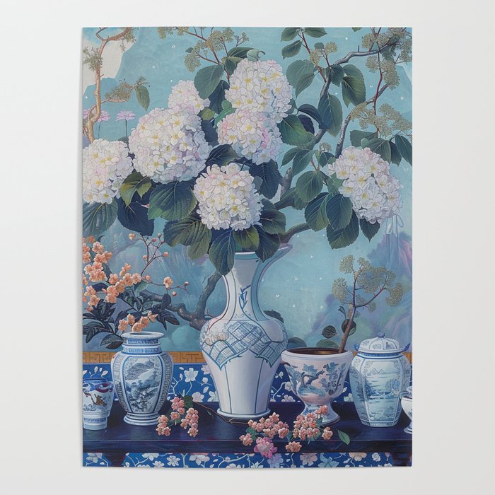 White Lilacs Botanical Vintage Inspired Poster