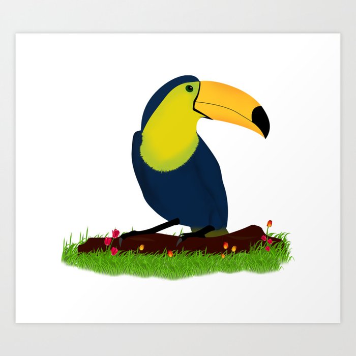 Colorful Toucan Bird On A Branch In The Herbs Nature Art Print By Originalstuffs Society6