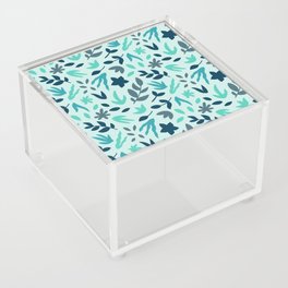 Blue Floral Cutouts - Mid Century Modern Acrylic Box