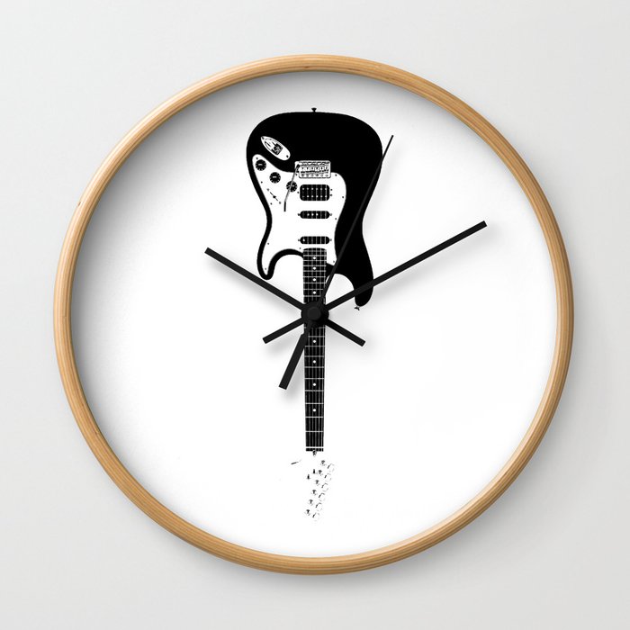 Black and White Guitar Wall Clock