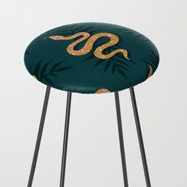 Tropical Serpent – Teal & Blush Counter Stool
