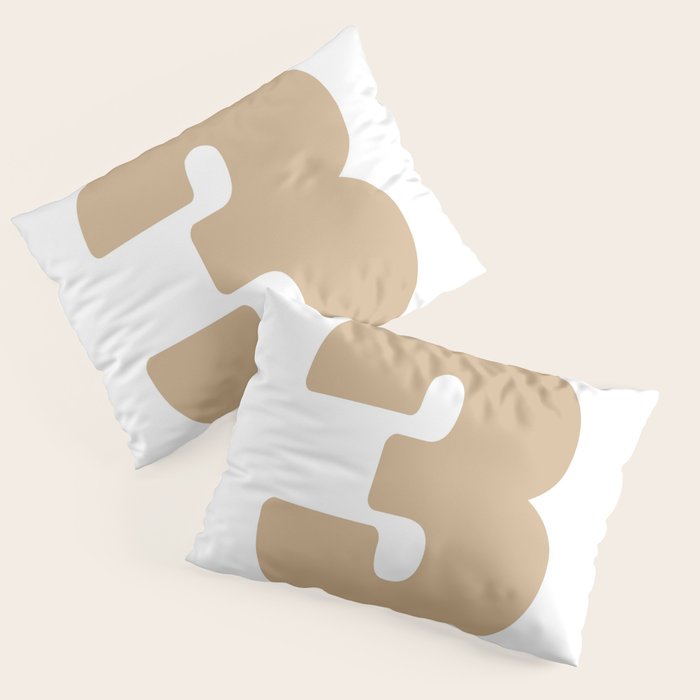 3 (Tan & White Number) Pillow Sham