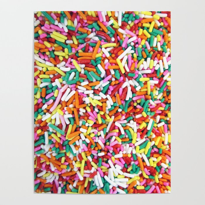 Rainbow Sprinkles, Bright Colorful Pile of Candy Sprinkles Poster