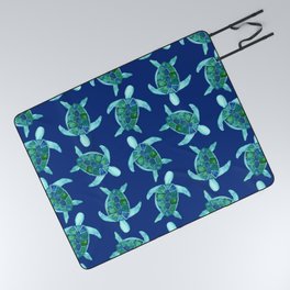 Save the Sea Turtles |Watercolor Blue Green| Renee Davis Picnic Blanket