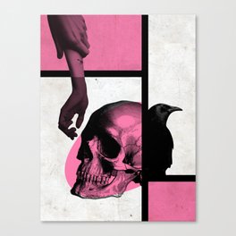 Death Mondrian in pink and black Canvas Print