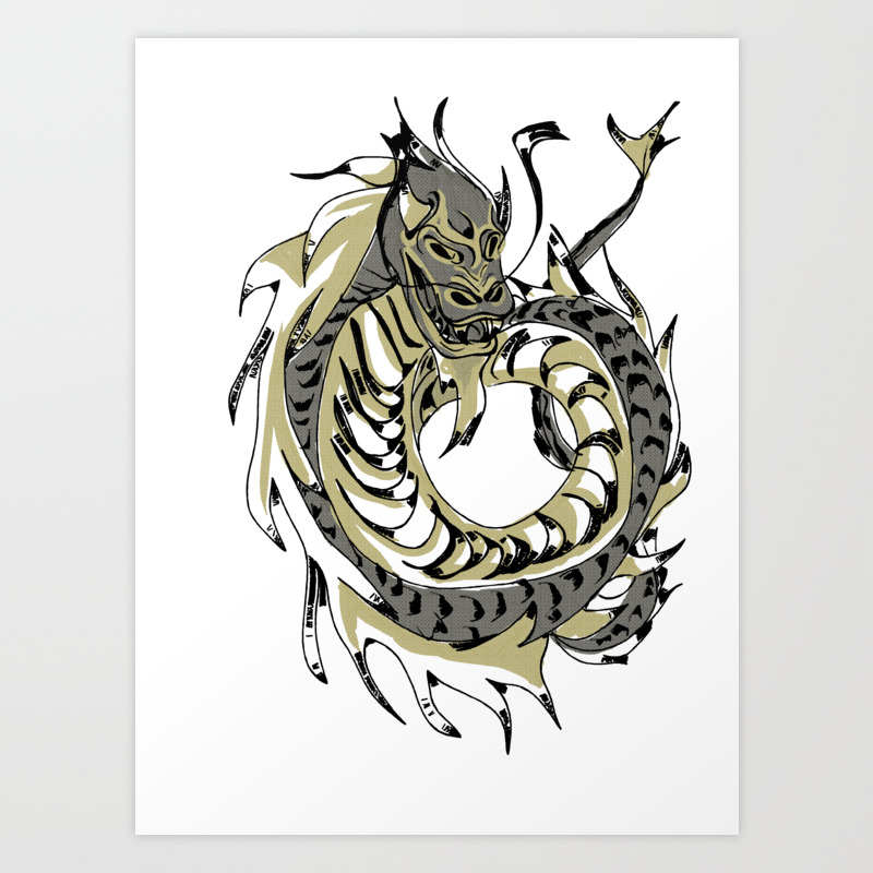 Gold Chinese Dragon Art Print By Lola1b Society6