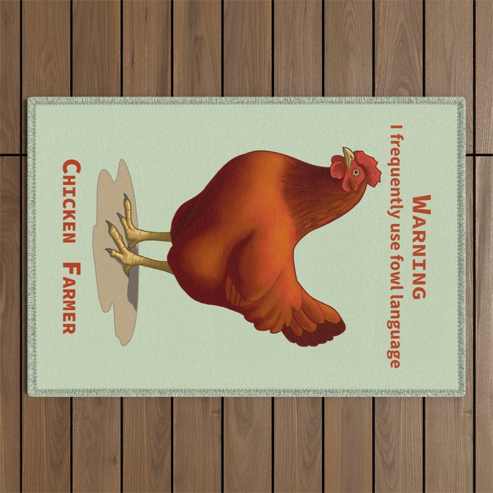 Funny Rhode Island Red Hen Fowl Language Chicken Farmer Outdoor Rug
