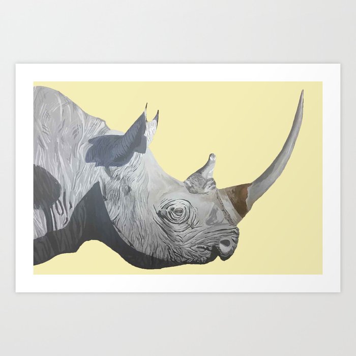 Western Black Rhino Extinct Species #2 (Yellow) Art Print by Kelly