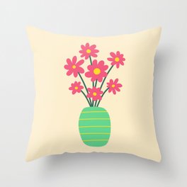 Flowers in Vase (pink/green) Throw Pillow