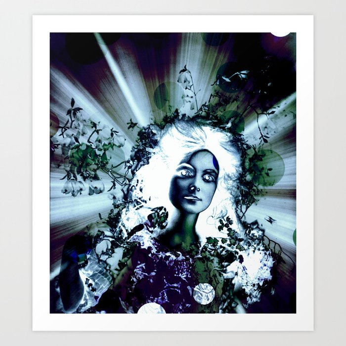 Psychedelic Moments Steely Blue Art Print