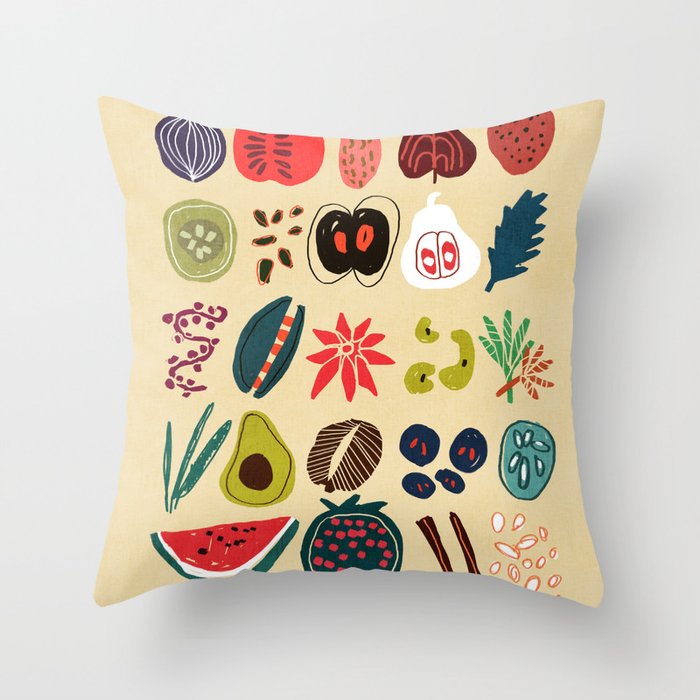 Fruit and Spice Rack Throw Pillow
