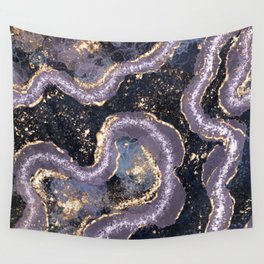 Purple and Gold Abstract Alcohol Ink Wall Tapestry