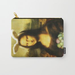 Easter Mona Lisa with Bunny Ears and Colored Eggs Carry-All Pouch