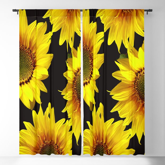 Large Sunflowers On A Black Background Decor Society6 Buyart Blackout Curtain By Pivivikstrm Society6