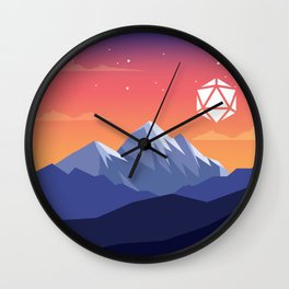 Icy Mountain Sunrise D20 Dice Tabletop RPG Landscape Wall Clock