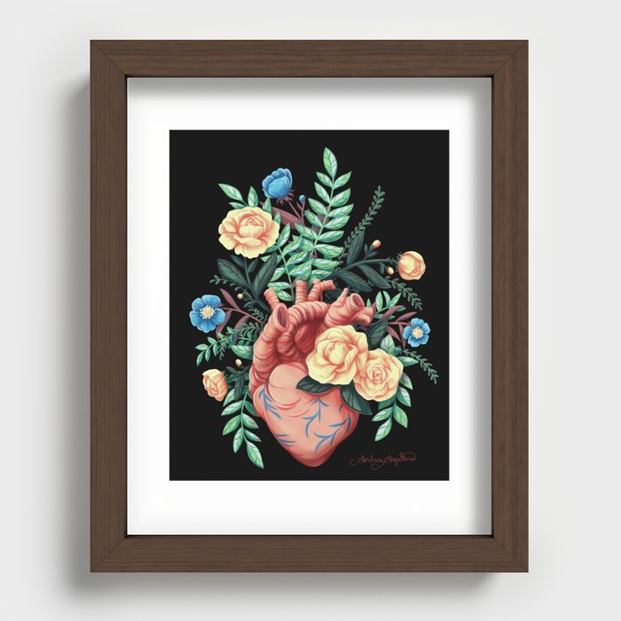 Floral Heart Painting Recessed Framed Print