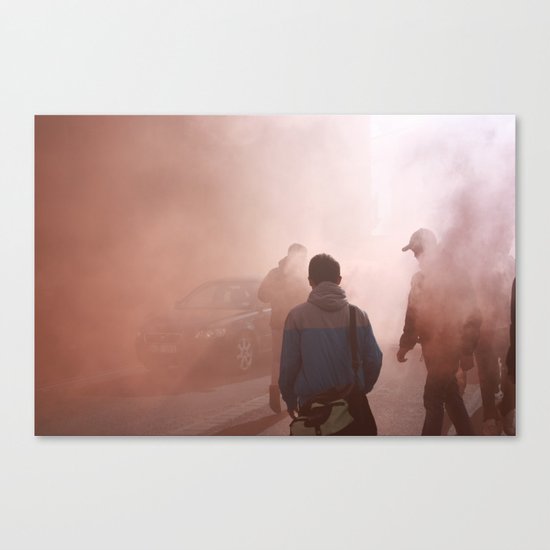 Red Smoke Streets Canvas Print