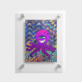 Underwater Purple Textured Octopus Floating Acrylic Print