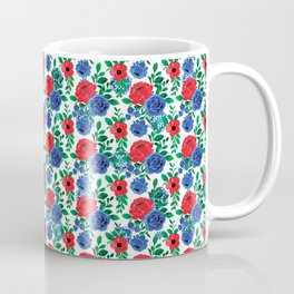 Red and Blue Country Roses Coffee Mug