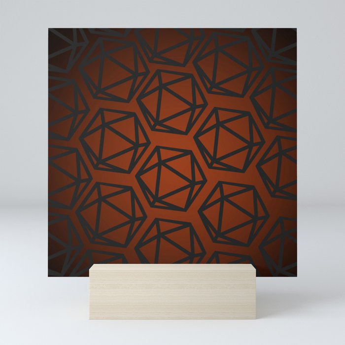 D20 Pattern - Orange Black Gradient Mini Art Print