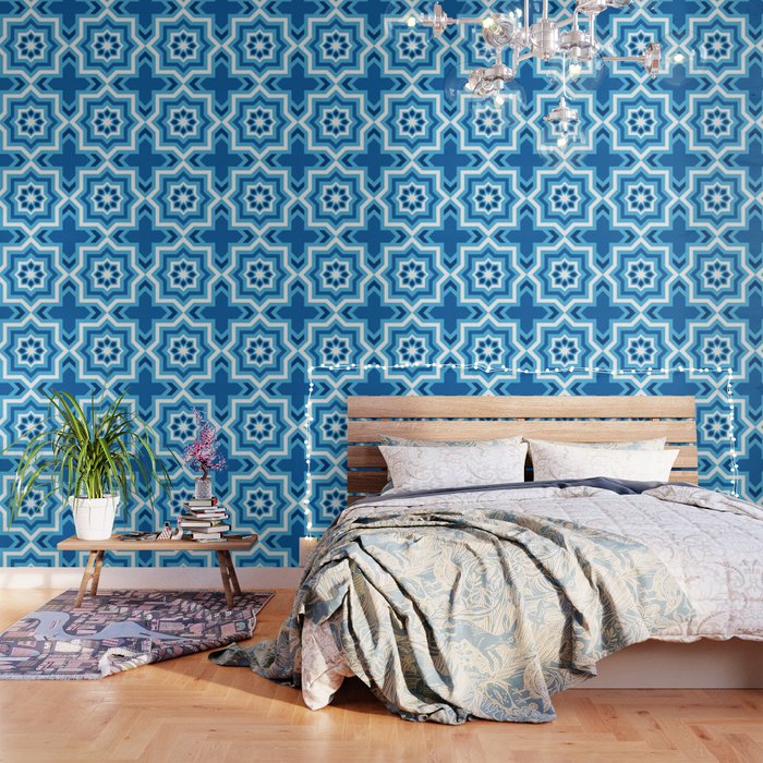photo Navy Blue Moroccan Wallpaper society6