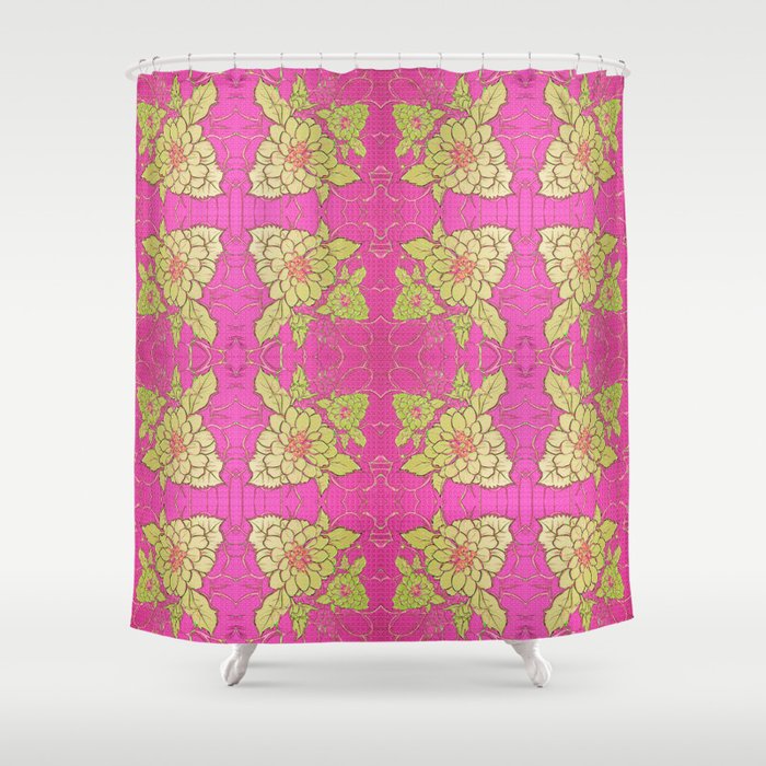 Retro Vintage Kitsch Kitchen 70 S Fl Pink Shower Curtain By Retro Vintage Kitsch Kitchen 70 S Fl Pink Shower Curtain