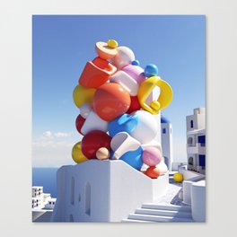 3D Digital Sculptures in Santorini - 01 Canvas Print