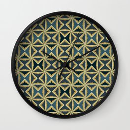 Retro triangular yellow and blue pattern Wall Clock