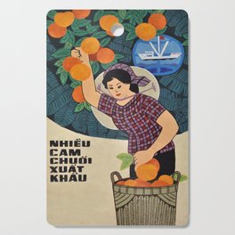 Vietnamese Poster - Harvesting Oranges  Cutting Board