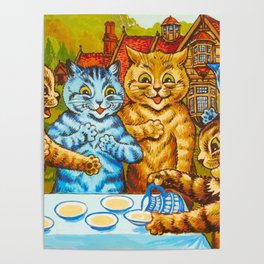 Cats Tea Party by Louis Wain Poster