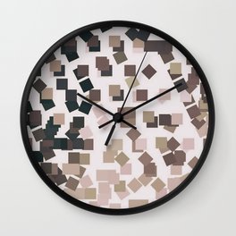 Modern Geometric Squares Taupe Brown Tan Wall Clock