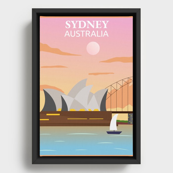 Minimalist Art Vintage Sydney Framed Canvas