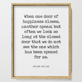 When one door closes another opens - Helen Keller Quote - Literature - Typewriter Print Serving Tray