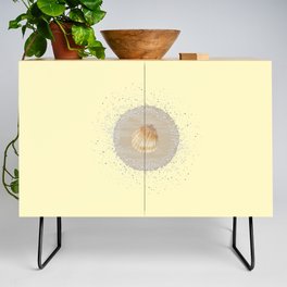 Watercolor Seashell and Sand Circle on Pastel Yellow Credenza