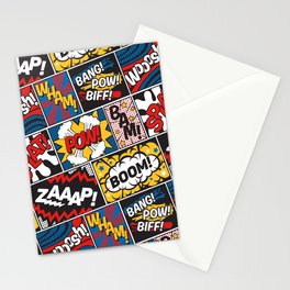Modern Comic Book Superhero Pattern Color Colour Cartoon Lichtenstein Pop Art Stationery Card