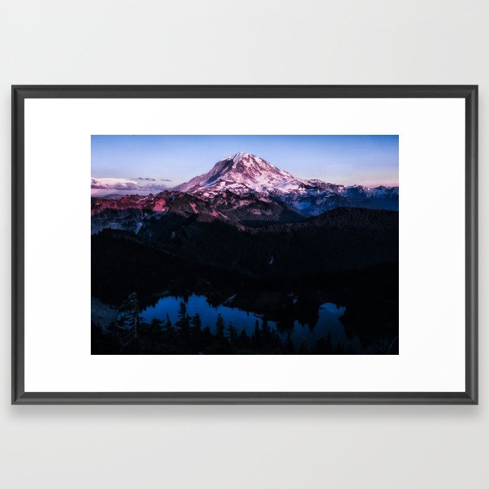 Mountain Sunset, Rainier, Scenic Landscape, National Park Framed Art Print