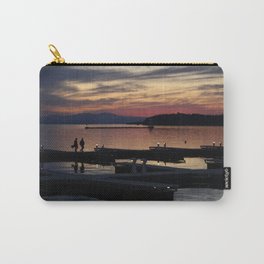 Champlain Dusk Carry-All Pouch | Silhouette, Water, Travel Photography, Lake, Sunset, Vermont, Dock, Digital, Light, Dusk 