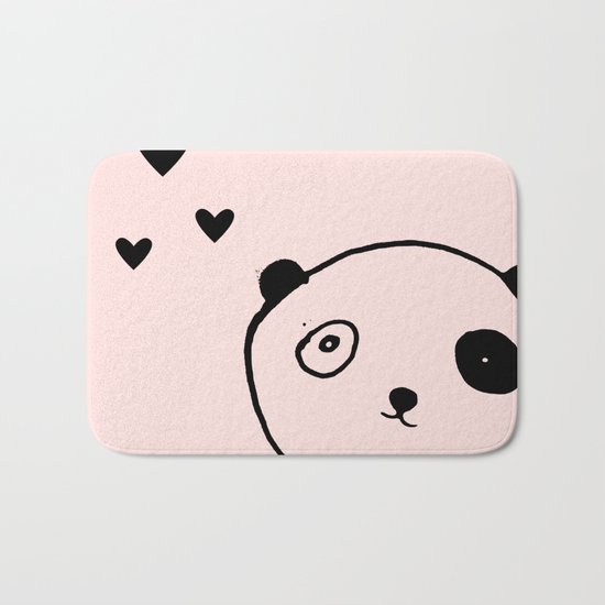 Panda in love pink Bath Mat