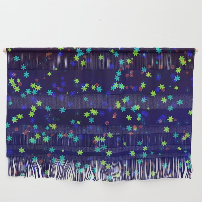 Neon flowers on dark blue Wall Hanging