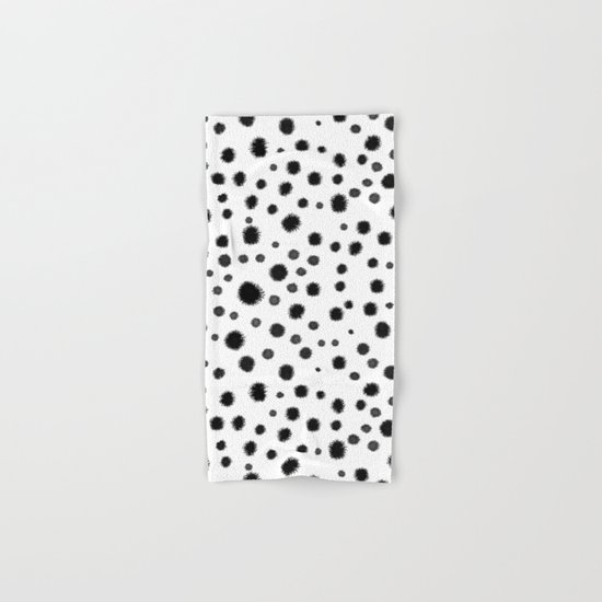 Ink drops splats splots inky texture painting abstract black and white minimal modern dorm college Hand & Bath Towel