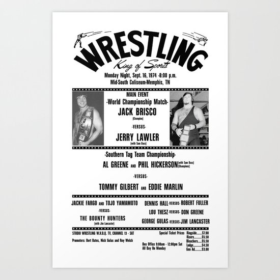 #1 Memphis Wrestling Window Card Art Print