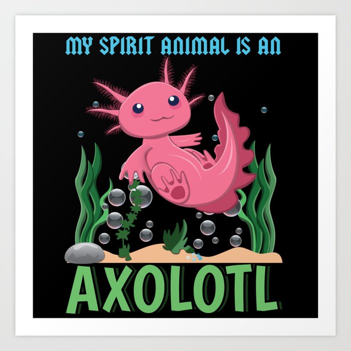 My Animal Axolotl Cartoon Cute Kawaii Axolotl Art Print