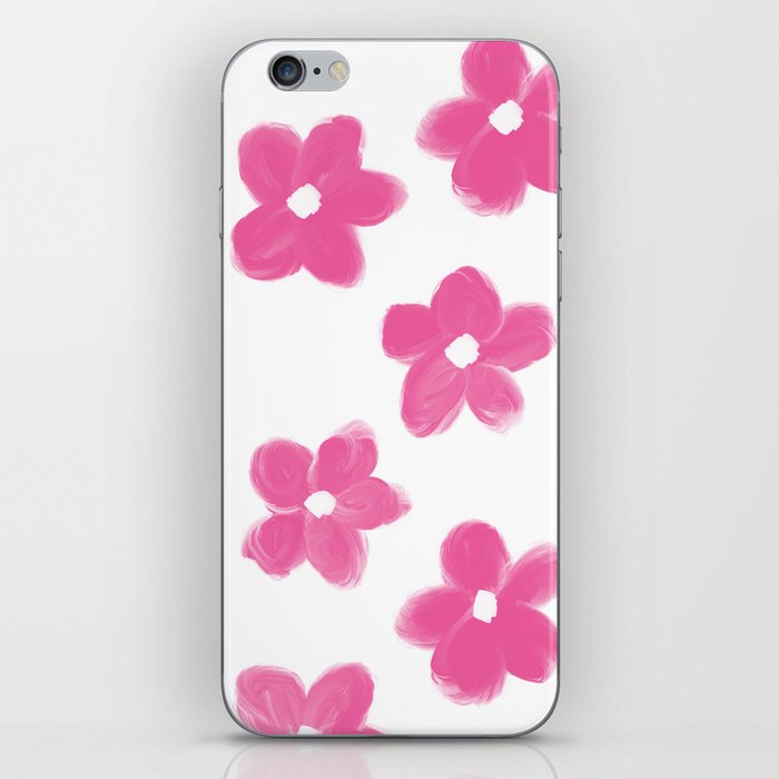 Preppy Pink Flowers Minimalist Pattern iPhone Skin