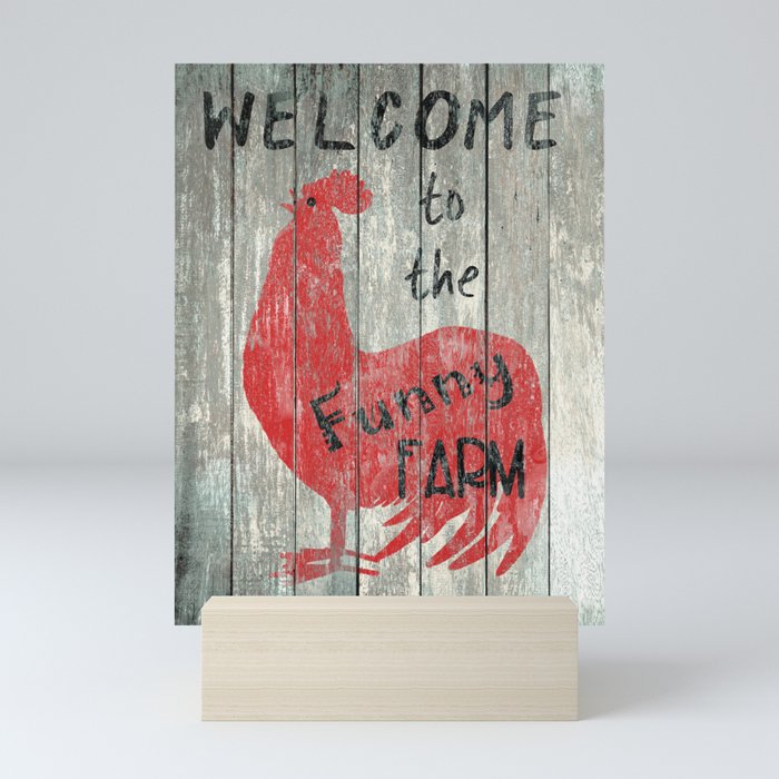 Welcome to the Rooster Funny Farm Modern Country Farmhouse A068 Mini Art Print