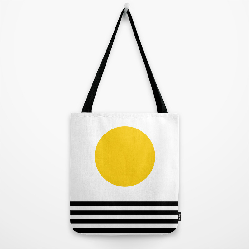yellow bag with black stripe