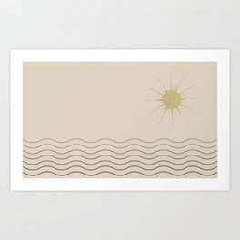 Minimal Mid Century Sun Wave Art Print