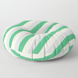 [ Thumbnail: Beige, Light Grey & Sea Green Colored Lined Pattern Floor Pillow ]