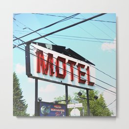 MONTREAL - Motel Metal Print | Red, Monttreal, Enseigne, Photographymontreal, Blue, Color, Motel, Digital, Ameriquedunord, Photo 