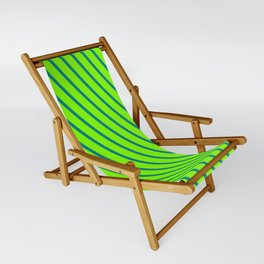[ Thumbnail: Teal & Chartreuse Colored Lines Pattern Sling Chair ]