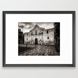 The Alamo Mission in Sepia - San Antonio Texas Framed Art Print